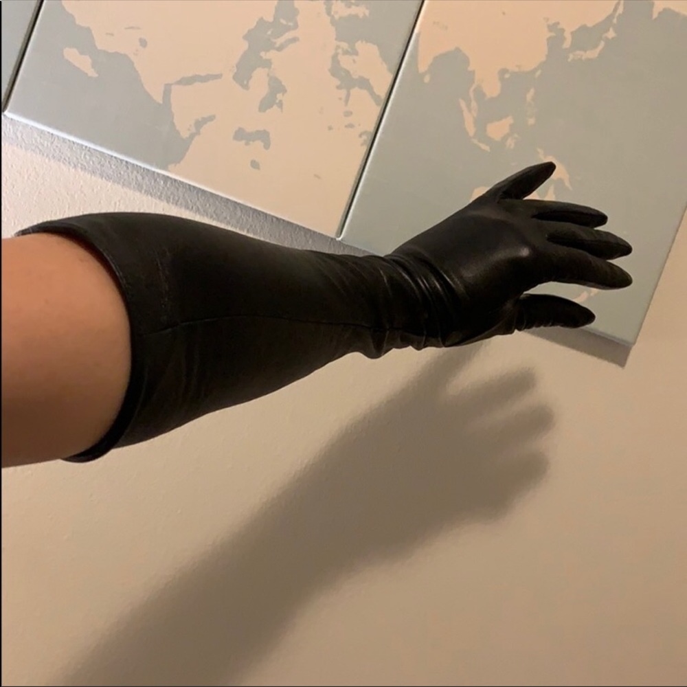 J Crew 20” Kid Leather Long Opera Elbow Gloves